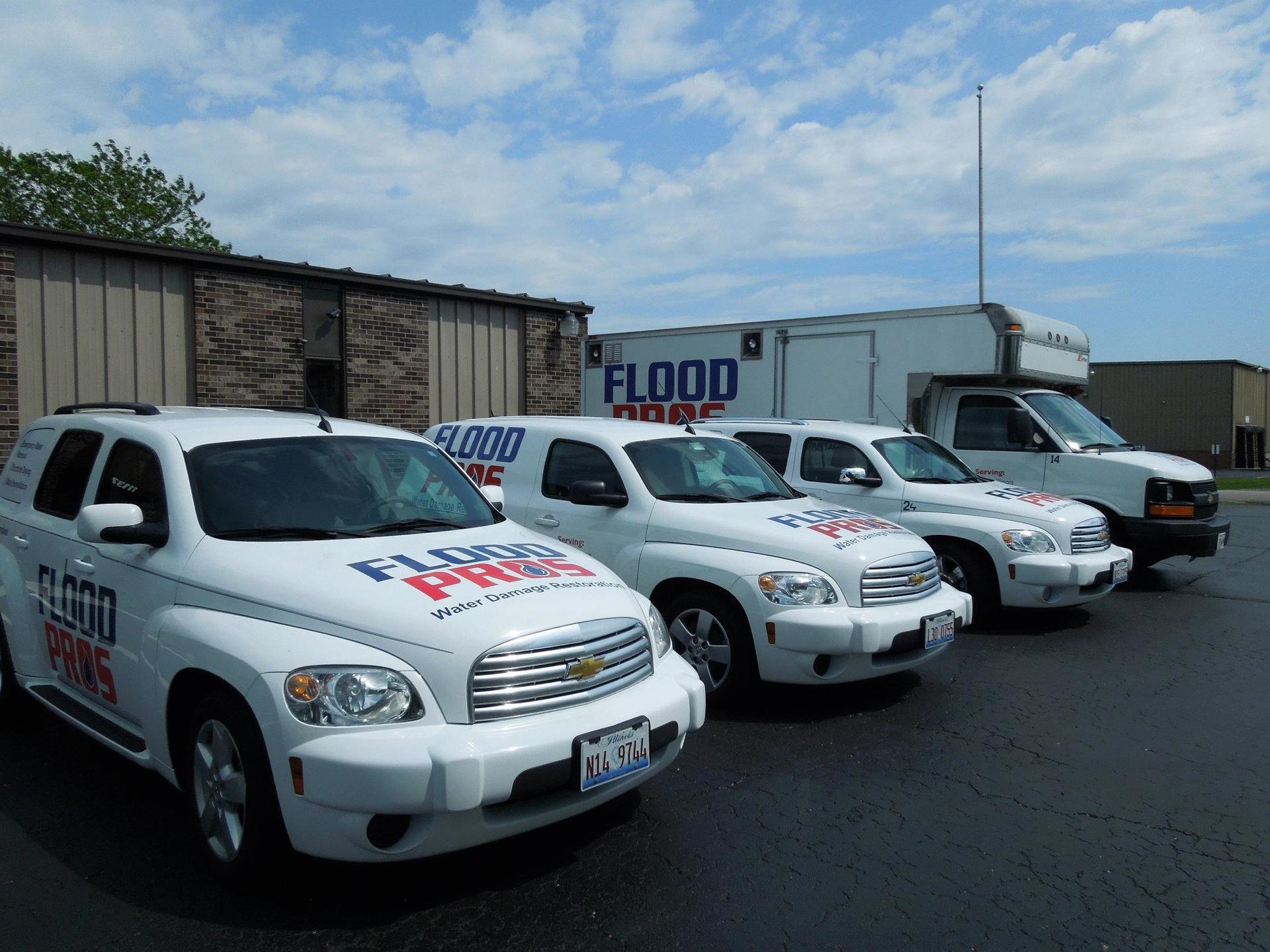 Flood Pros services trucks
