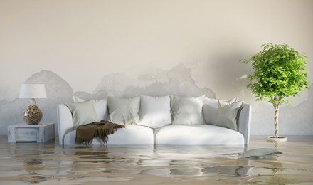 Learn More About Our Services Water damage in-house after flooding with stains on the wall