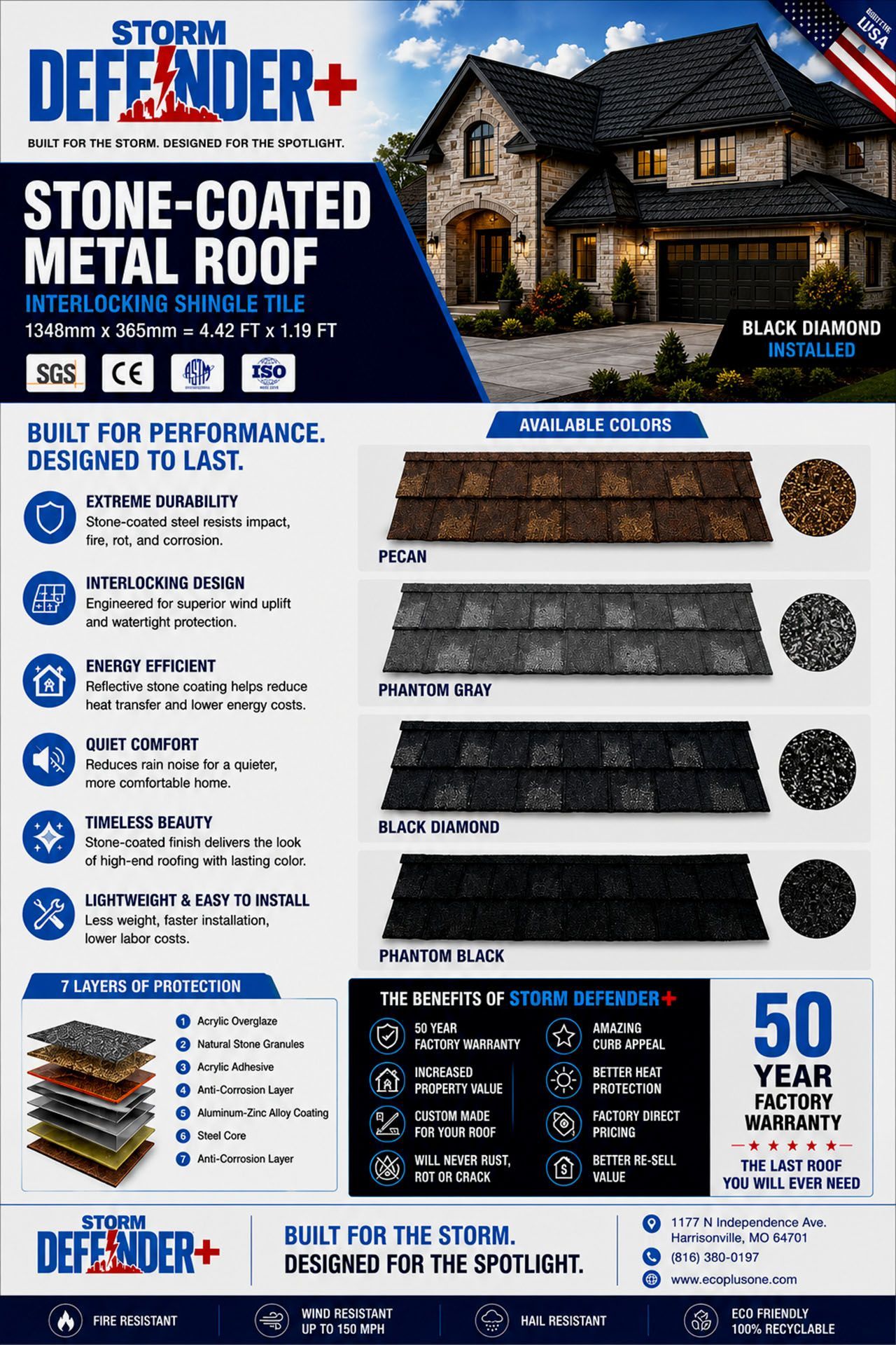 Storm Defender + stone-coated metal roof ad