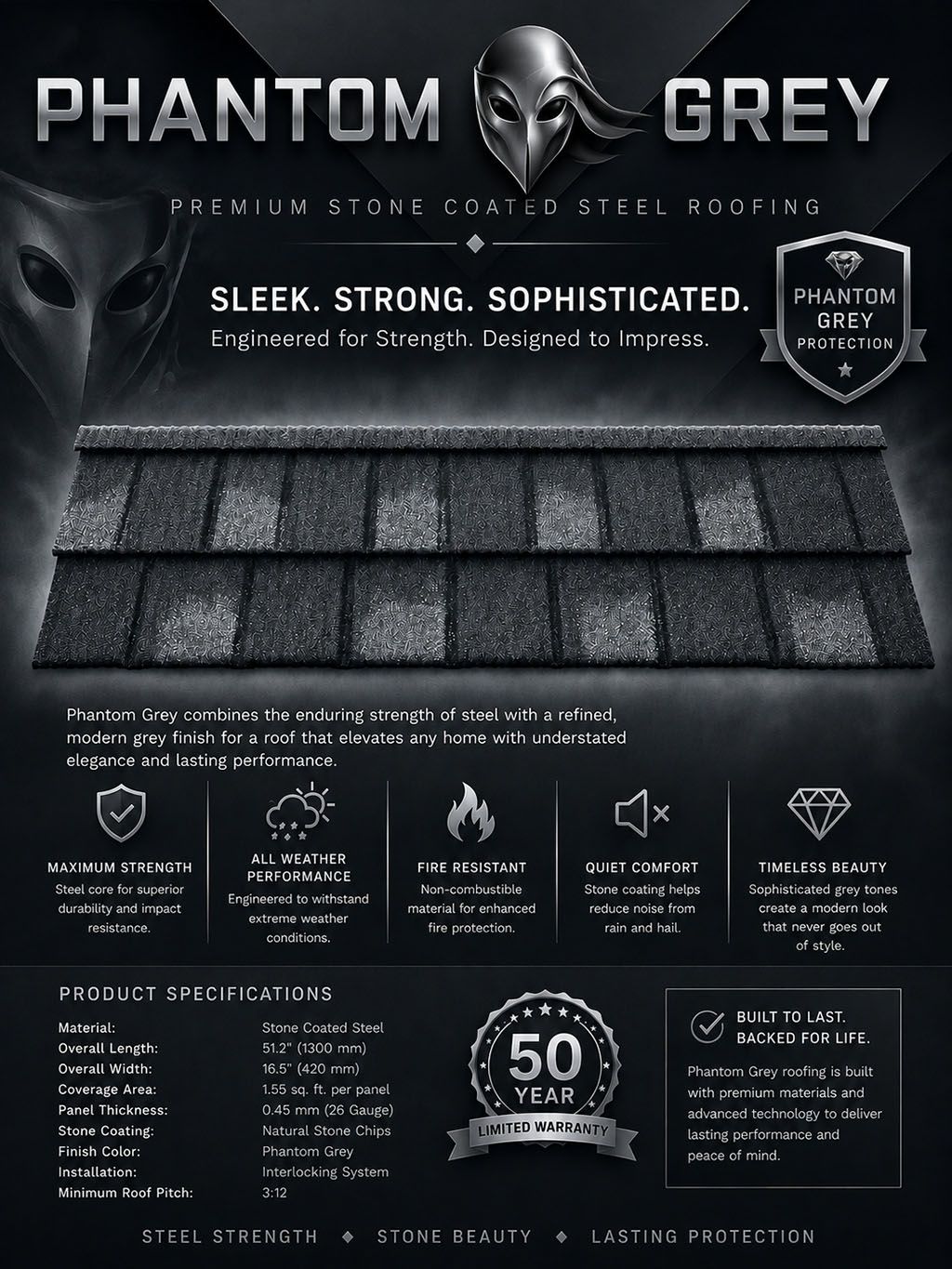 Phantom Grey roofing shingle flyer