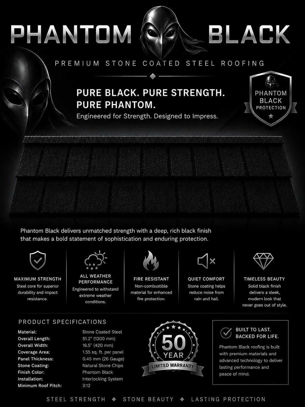 Phantom Black roofing shingle flyer