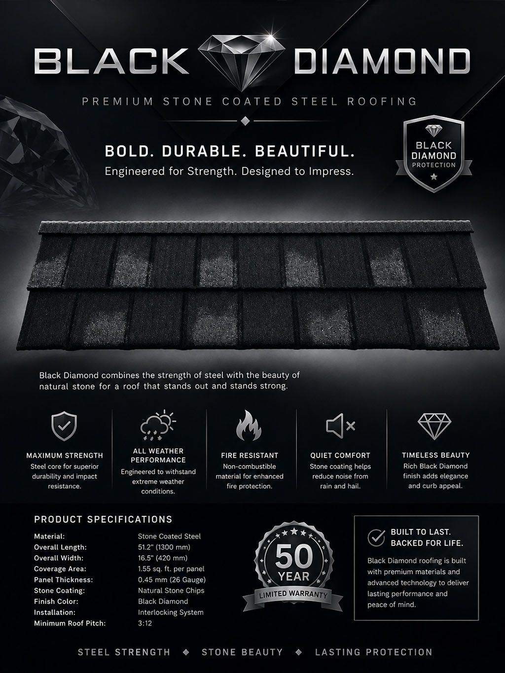Black Diamond roofing shingle flyer