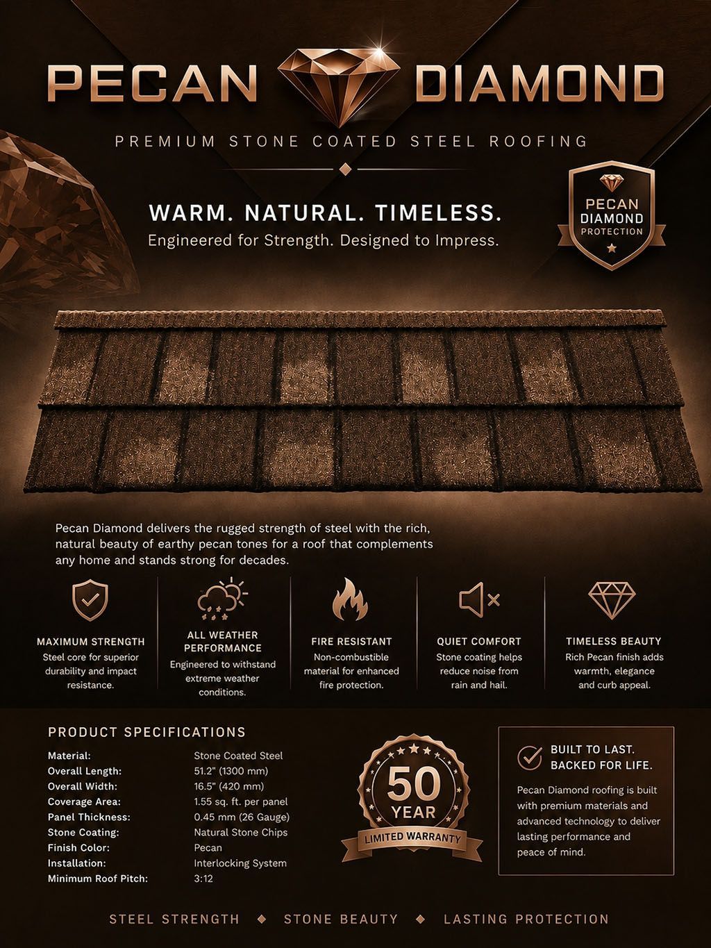 Pecan Diamond roofing shingle flyer