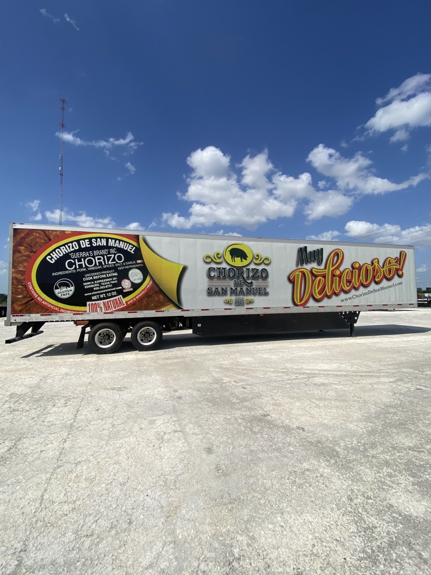 Truck trailer with food branding, 