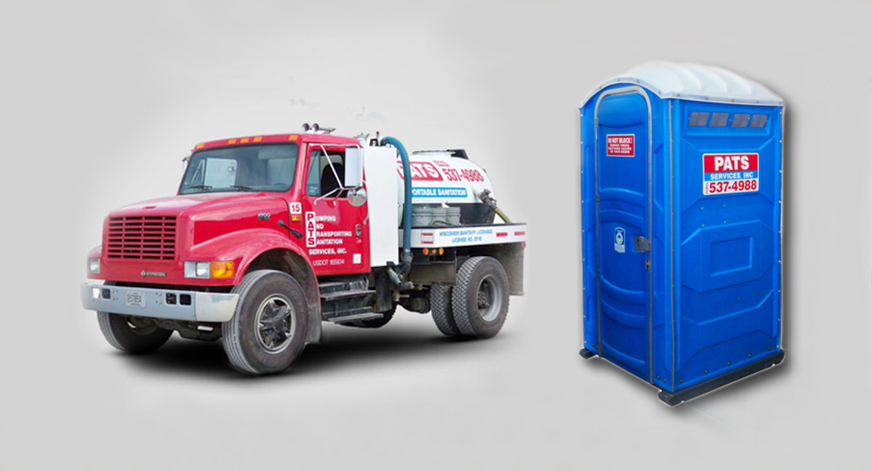 PATS Services Inc truck and a portable toilet