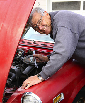 Man repairing the car
