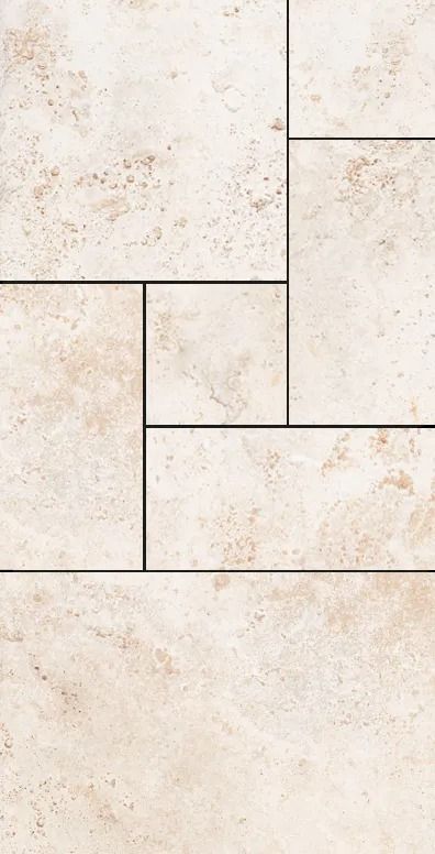 Light beige stone tile pattern with rectangular sections and thin dark grout lines