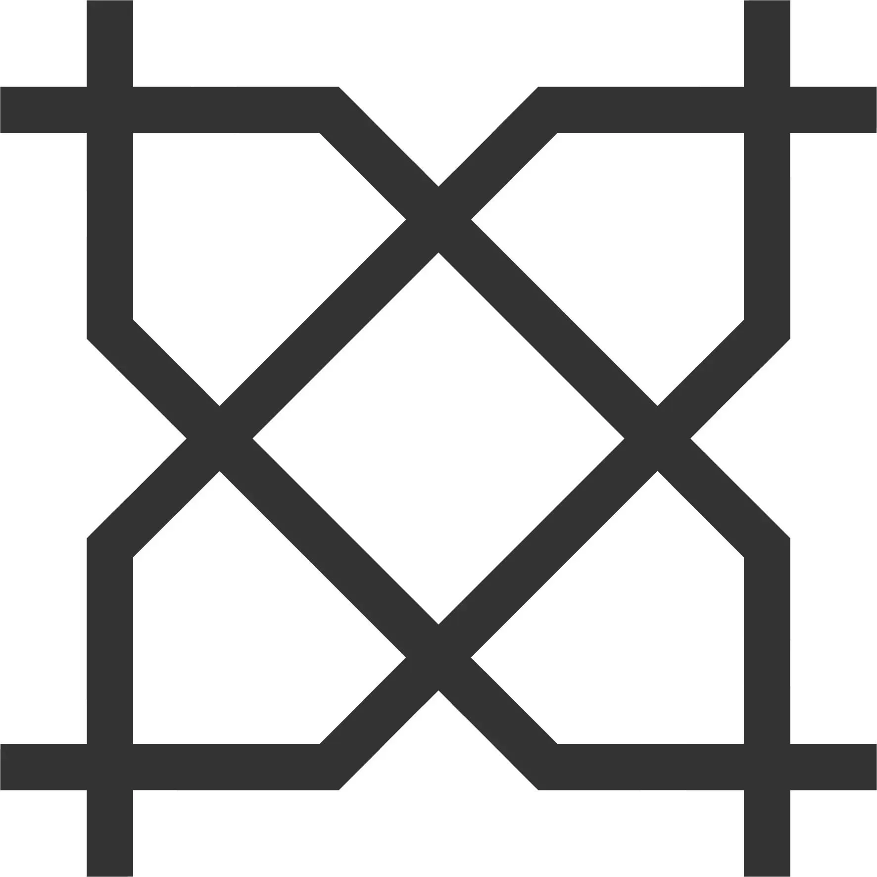 Abstract black-and-white geometric lattice pattern with intersecting diagonal and horizontal lines