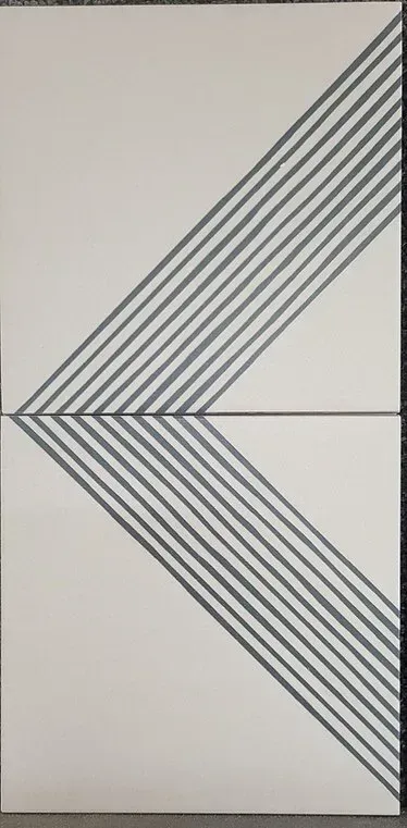 Abstract geometric design with gray diagonal lines forming a V shape on a white background