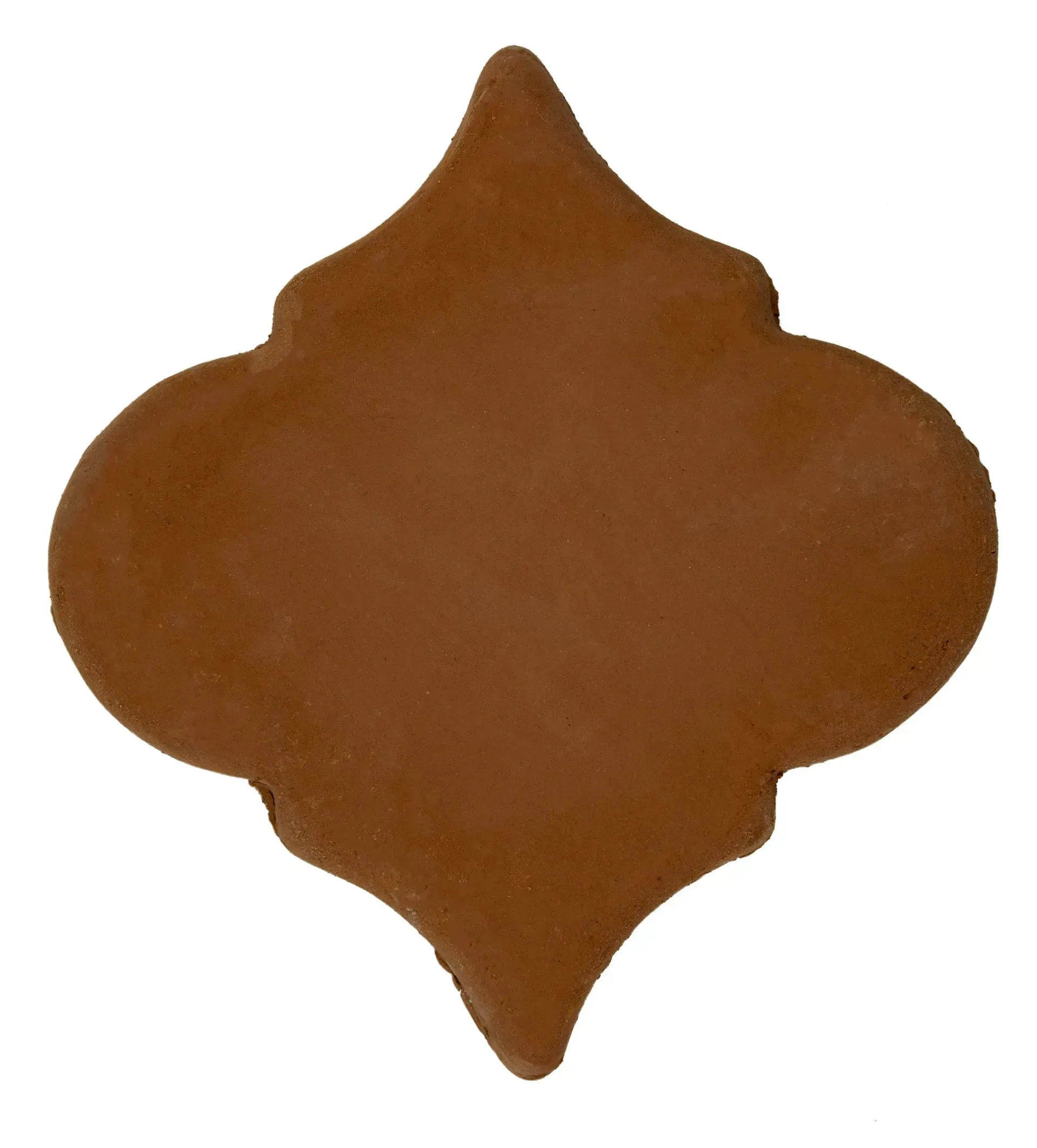 Brown four-lobed decorative shape on a white background