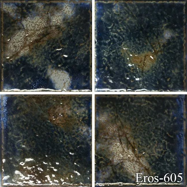 Four-panel satellite view of a rocky dark landscape with water and the label “Eros-605”