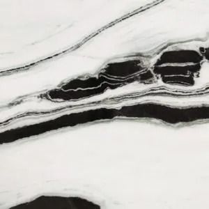 Abstract black and white marble-like pattern with flowing dark veins