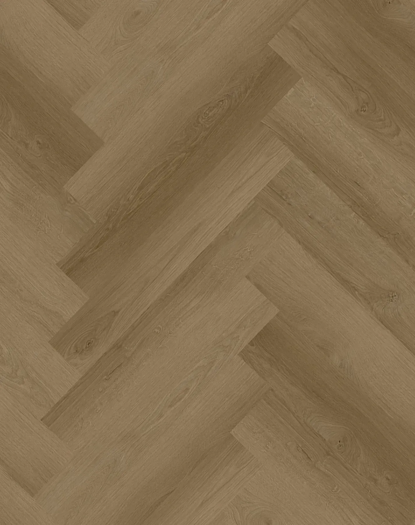 Brown herringbone wood flooring with a matte finish