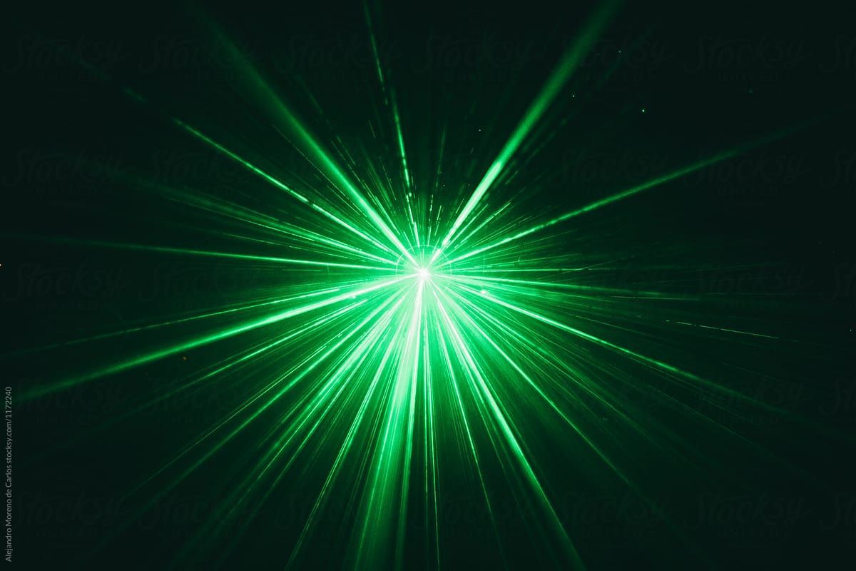 A picture of a green laser beam scattering light