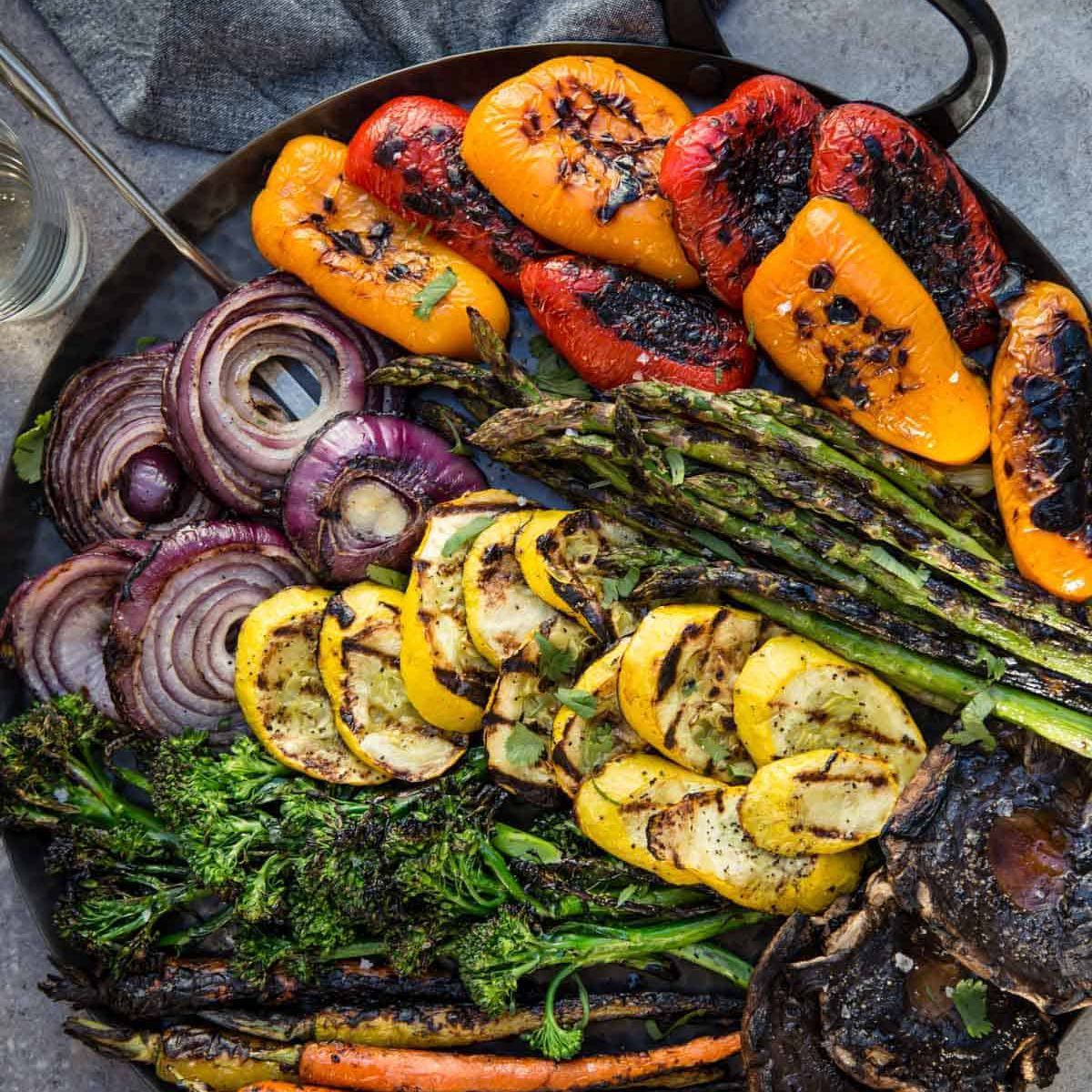 A plate full of grilled vegetables