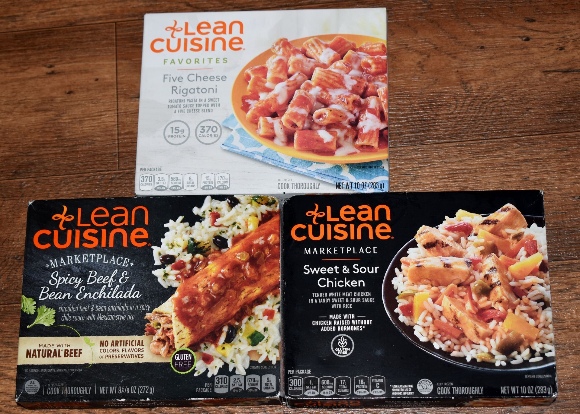 Three lean cuisine frozen dinners