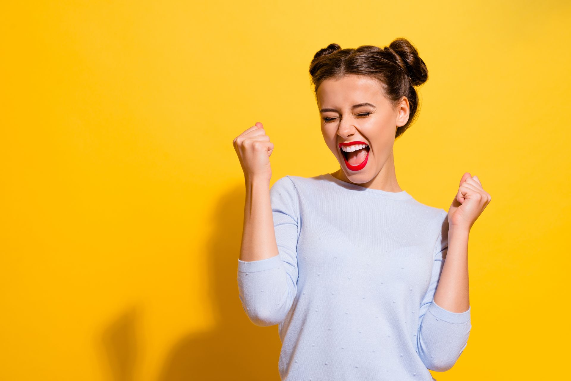 An excited woman