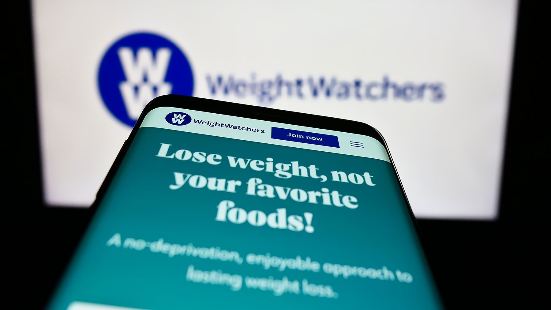A smart phone with WeightWatchers on it
