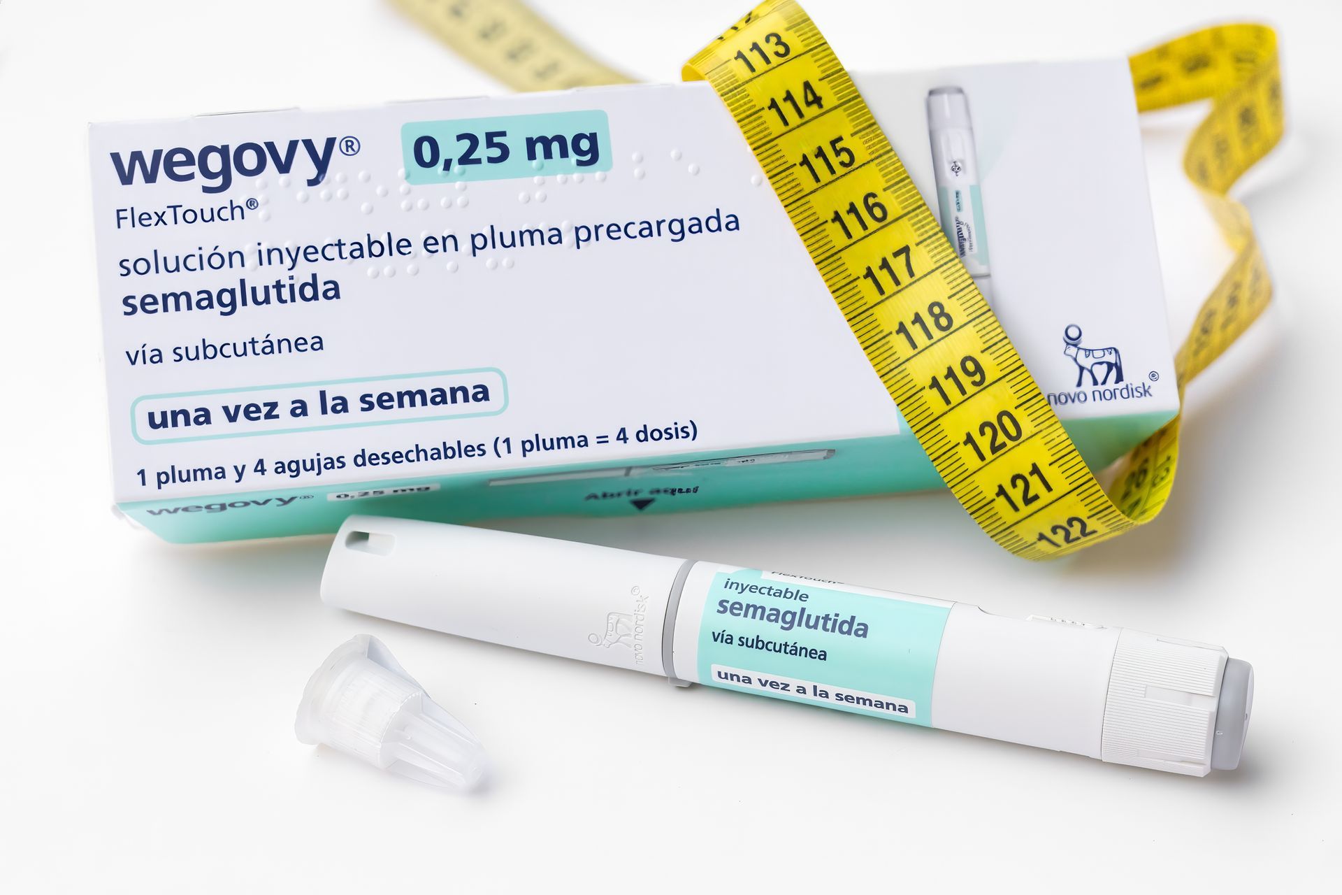 A photo of a Wegovy injection pen and box