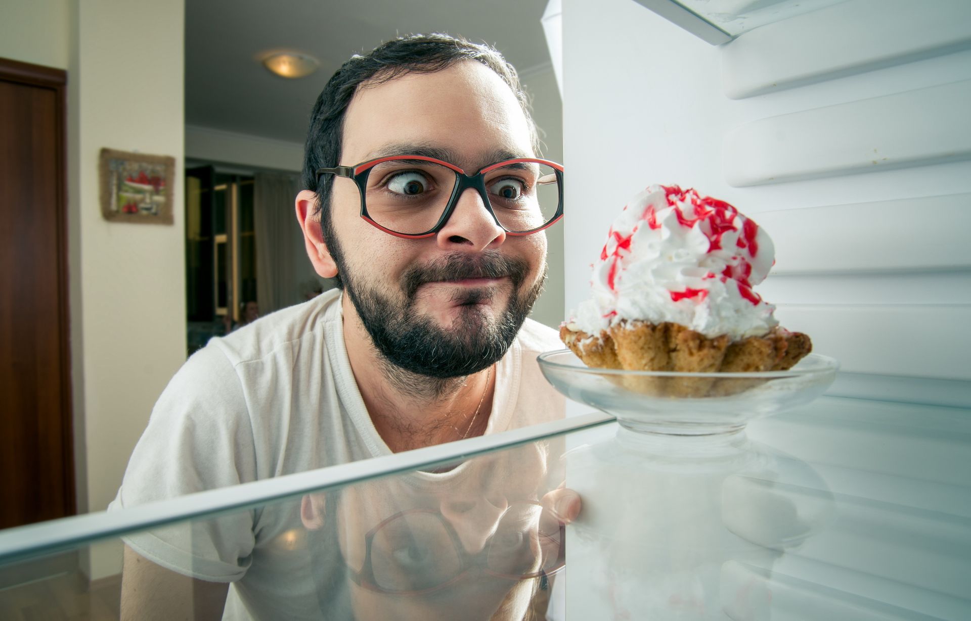 A man staring at junk food