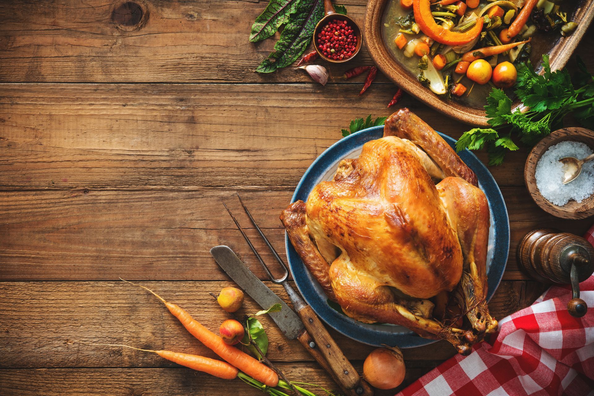 A table with Thanksgiving food