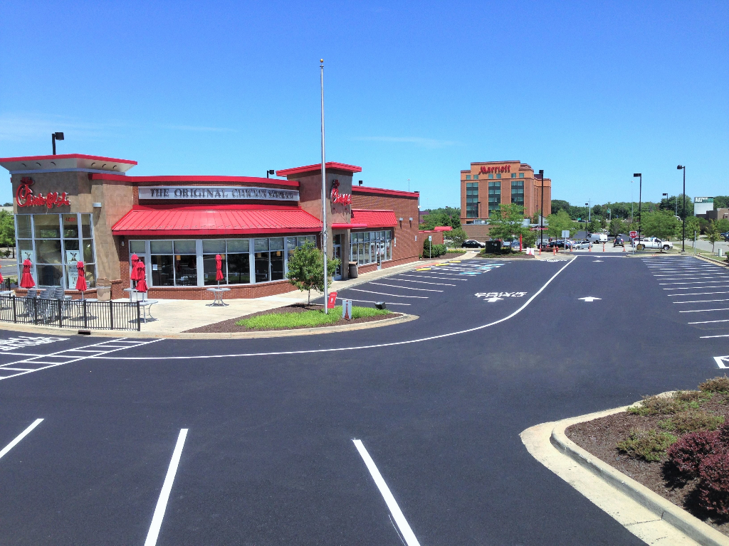 Painted and striped drive-thru markings and lines