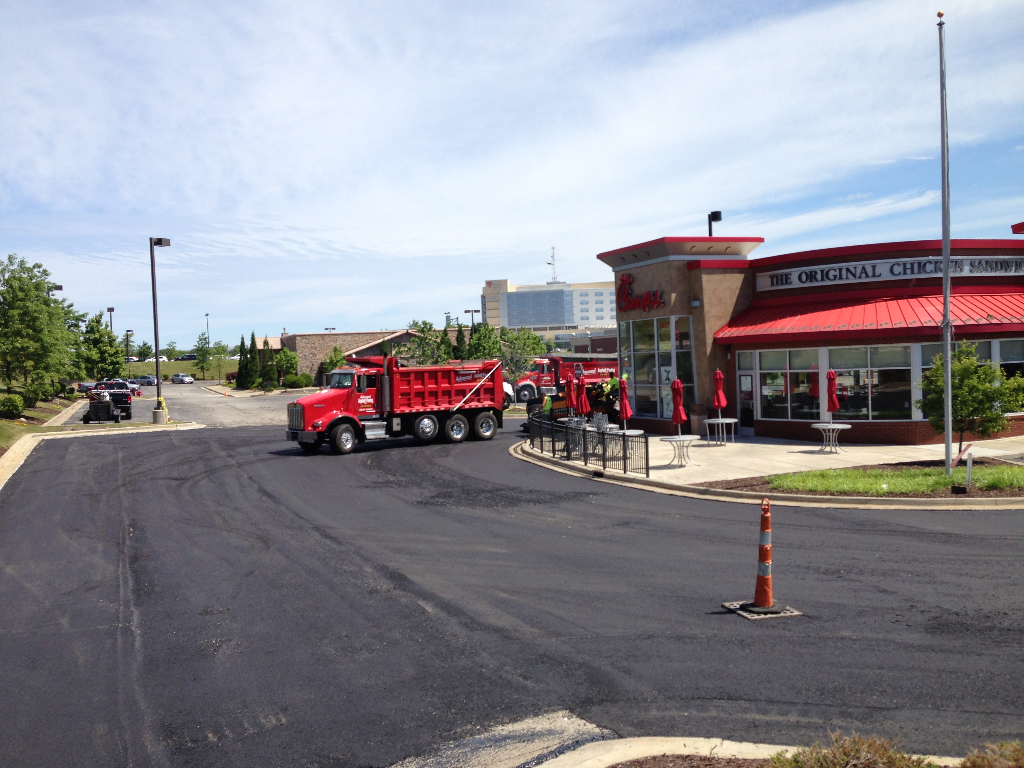 Fully completed parking lot