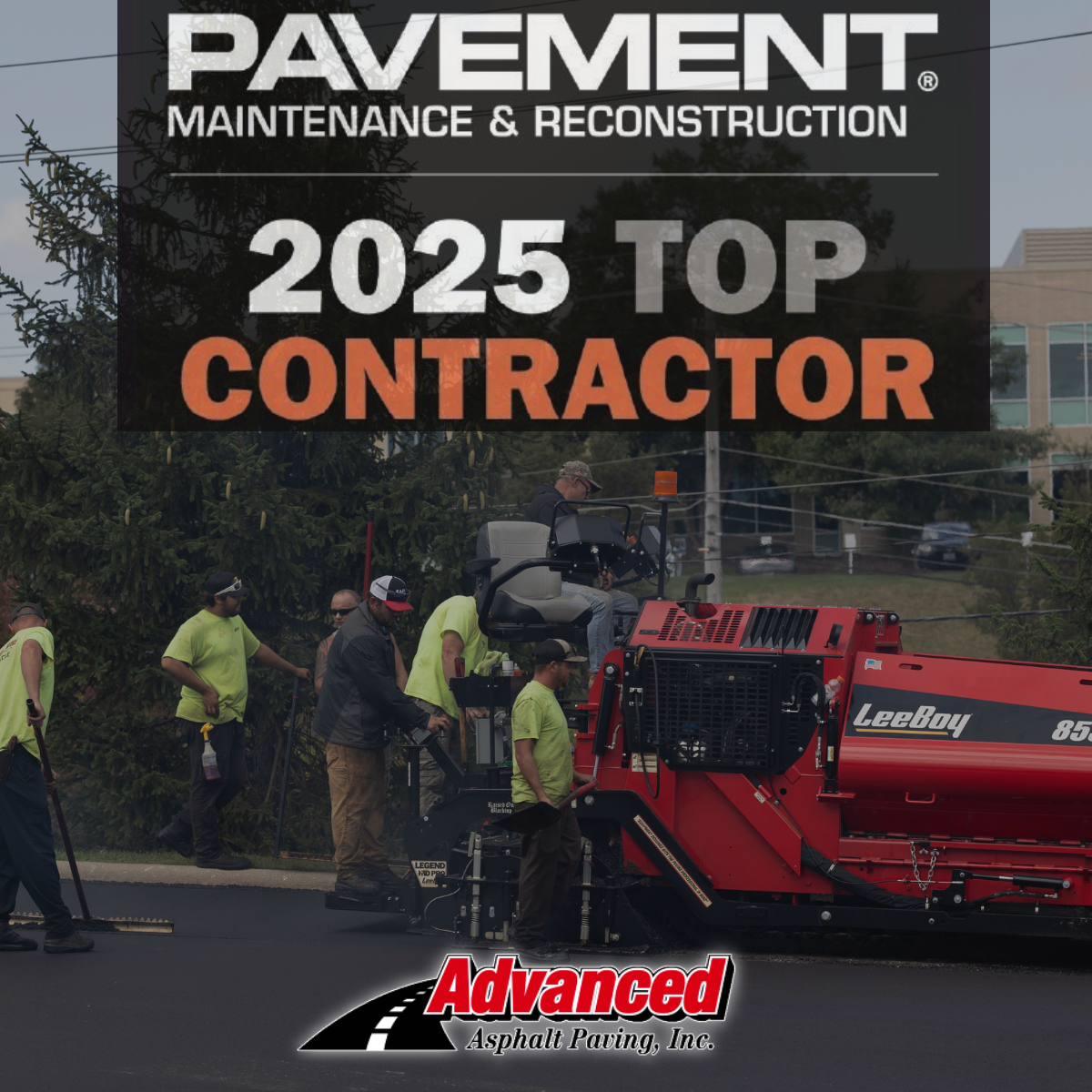 A poster for Pavement Maintenance & Reconstruction 2025 Top Contractor