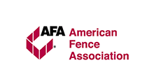 American Fence Association logo in maroon text and geometric icon on white background