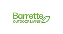 Barrette Outdoor Living logo in green with leaf icon on white background