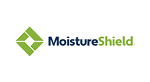 MoistureShield logo with green geometric icon and blue-green text on a white background