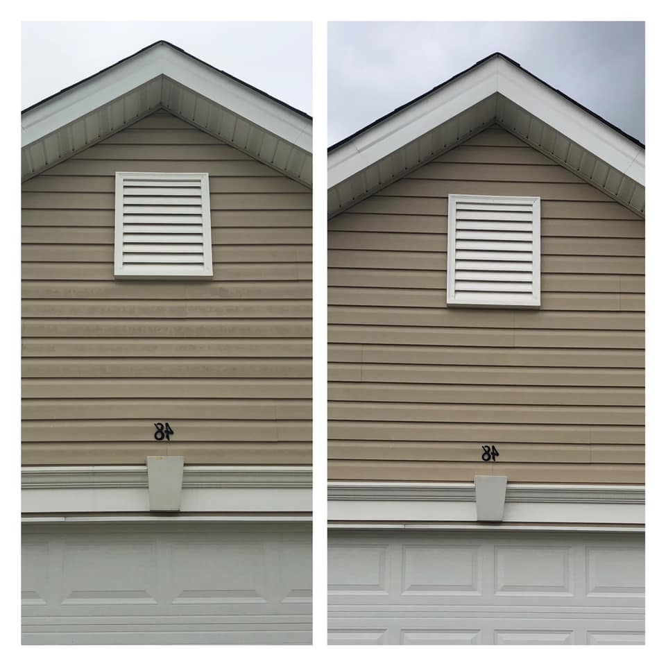 Siding cleaning before and after