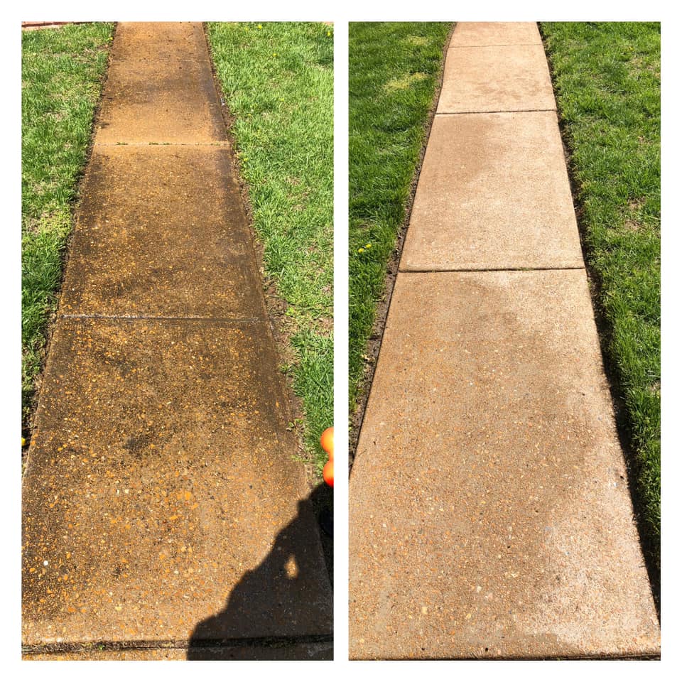 Concrete cleaning before and after