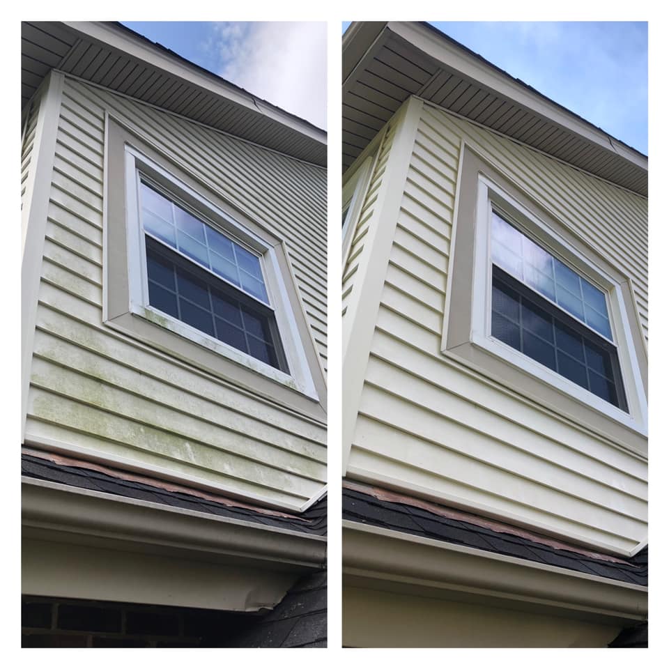 Siding cleaning before and after