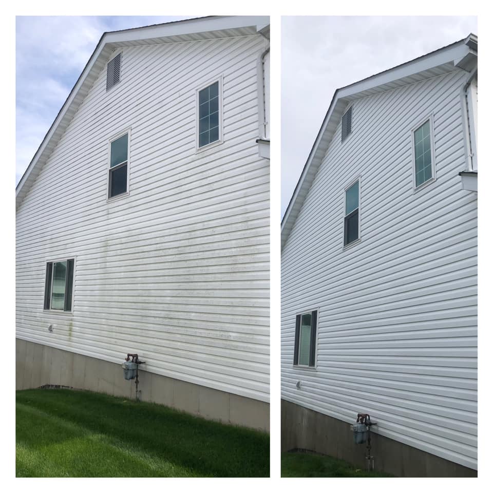 Siding cleaning before and after