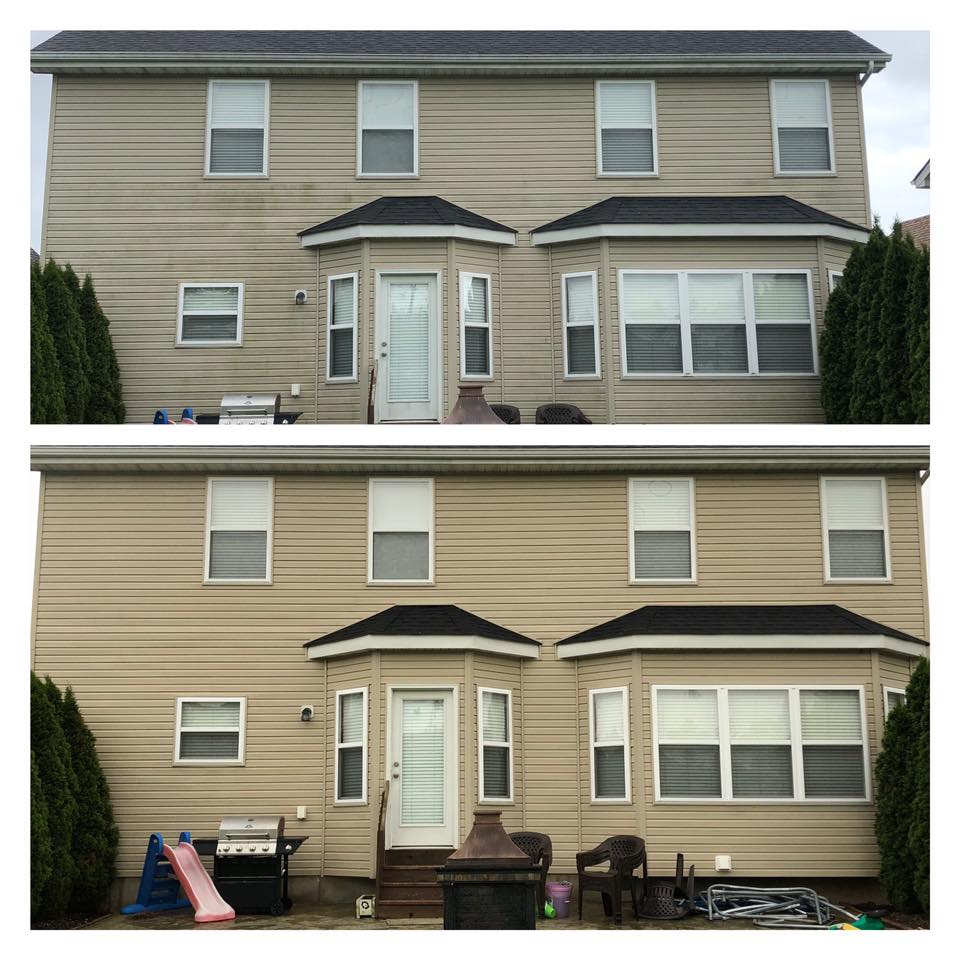 Siding cleaning before and after