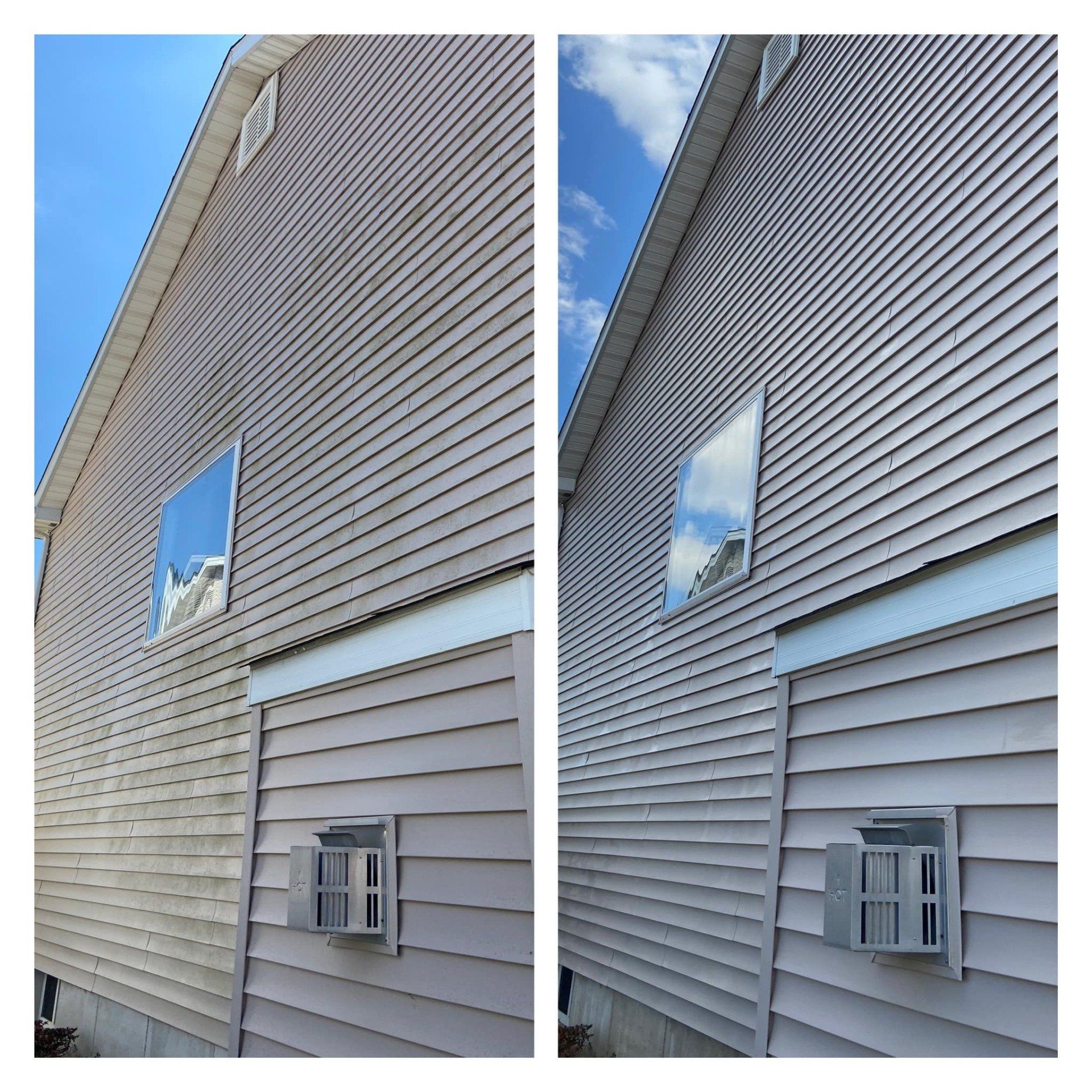 Siding cleaning before and after