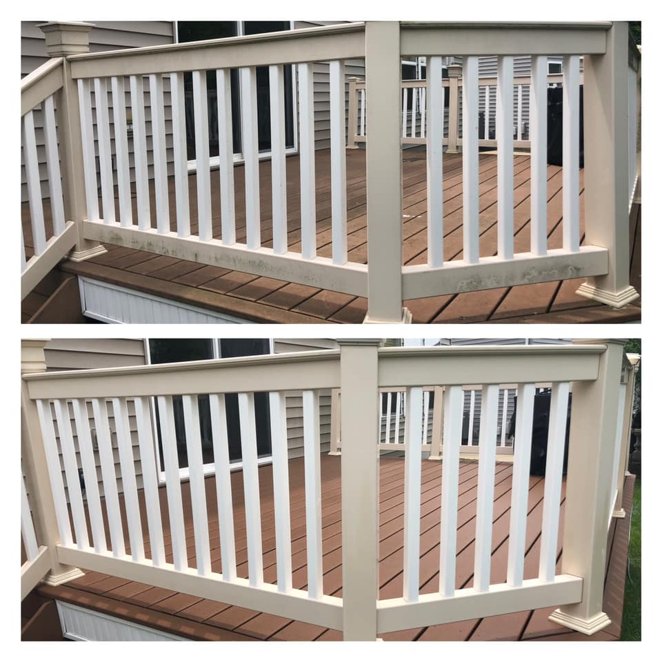 Deck cleaning before and after