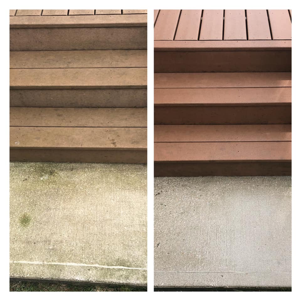 Deck cleaning before and after