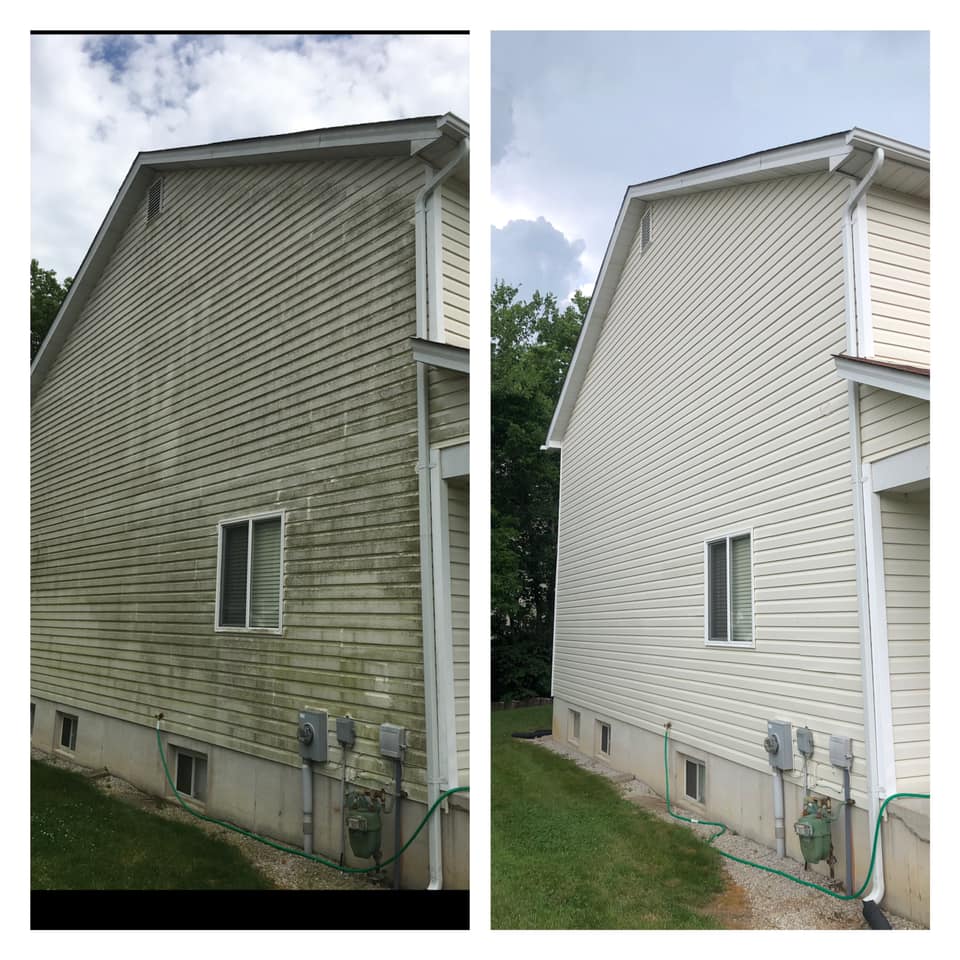 Siding cleaning before and after