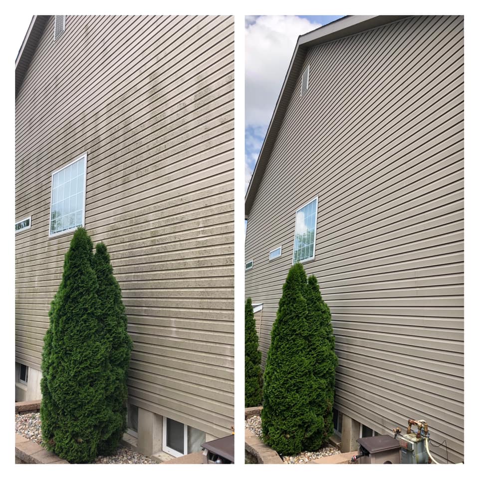 Siding cleaning before and after
