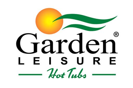 A logo for garden leisure hot tubs with a sun and green waves