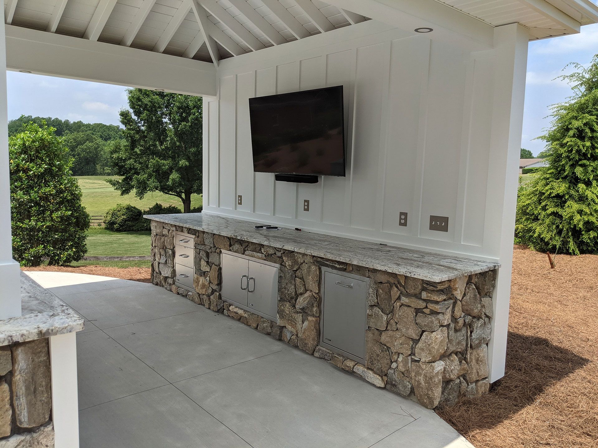 Crutchfield project - kitchen gazebo with stone counters
