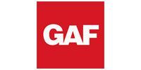 Red square logo with white “GAF” lettering
