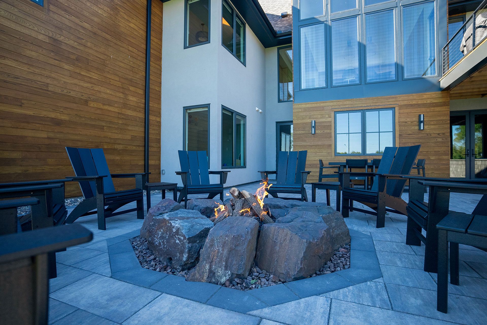 a rock firepit in Cress View Estates