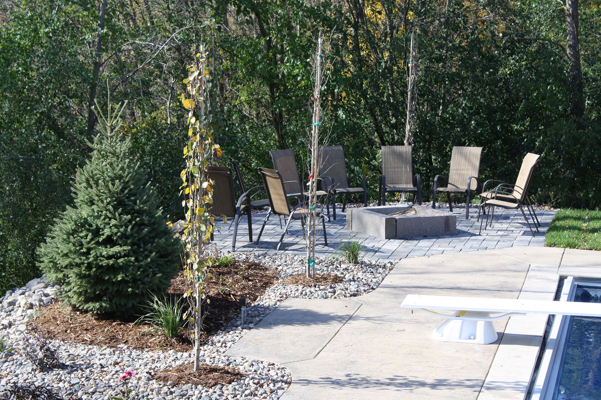 chairs around a firepit