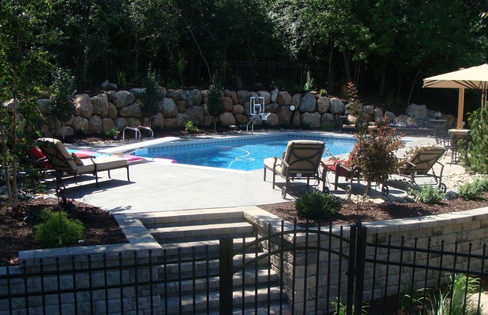 Webster residence pool side and hardscapes