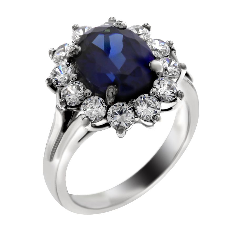 Engagement ring with blue stone