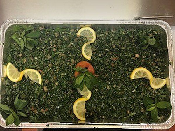 Salad with slices of lemon