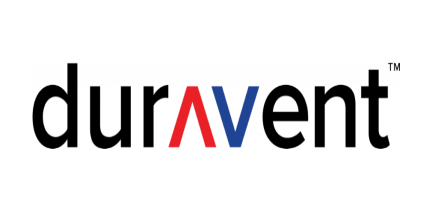 The logo for duravent is black and red on a white background.